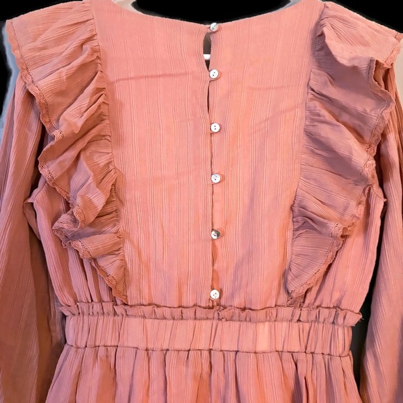 Pink Ruffled Long Sleeve Dress - Picture 3 of 6